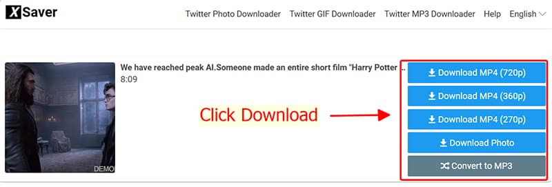 Press the download button to save the video